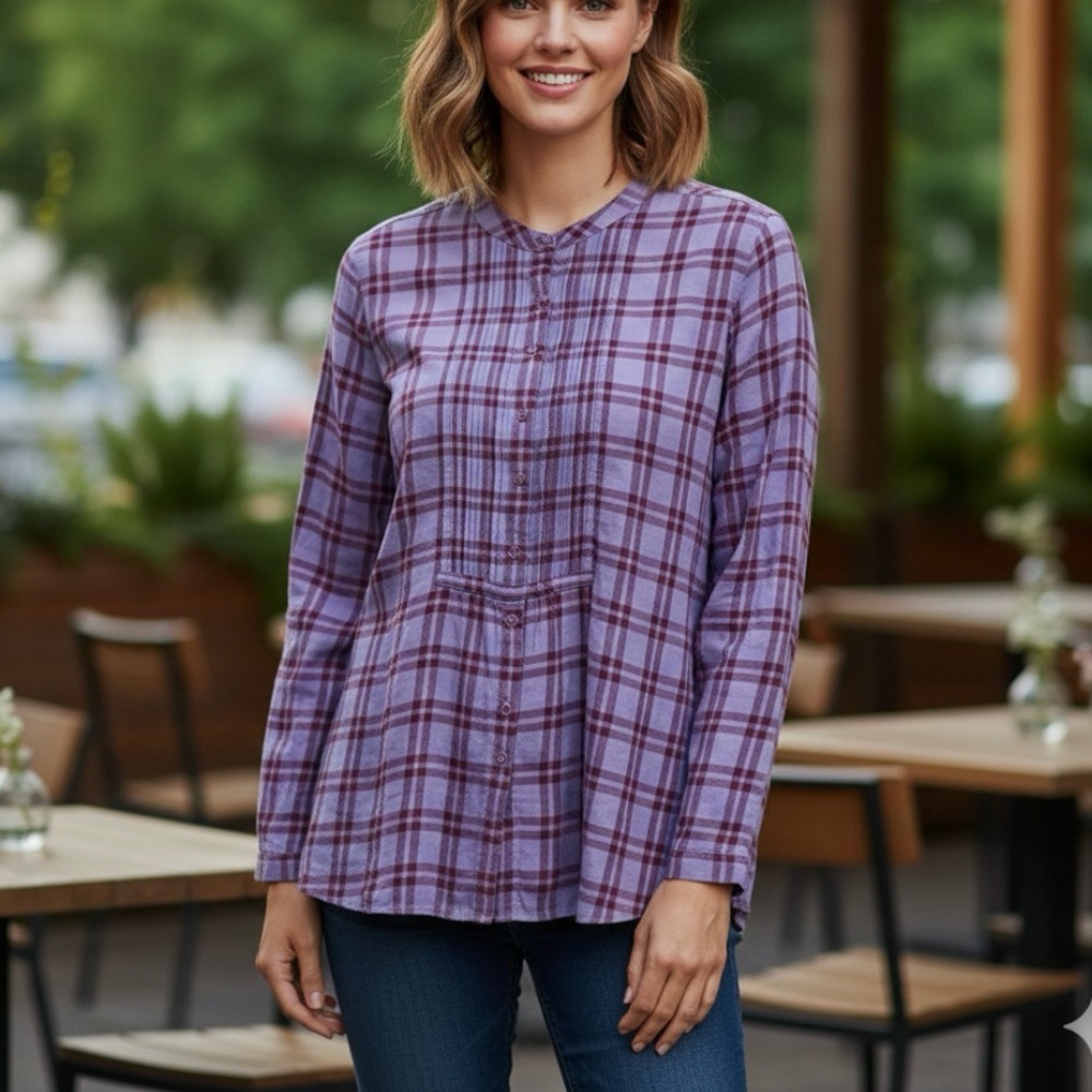 L.L. Bean Purple Plaid Button-Down Shirt